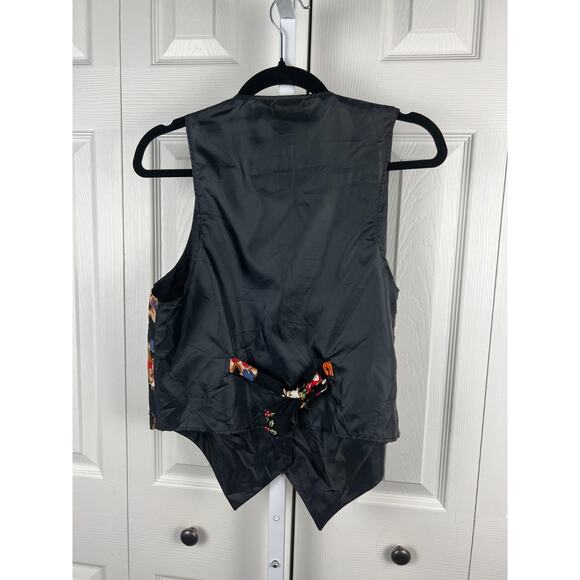 All Over Print Black Christmas Teddy Santa Bear Patterned Holidays Vest Medium - Picture 4 of 5